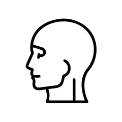 Simple graphic of a human head in profile with minimal detail and clean lines on a white background