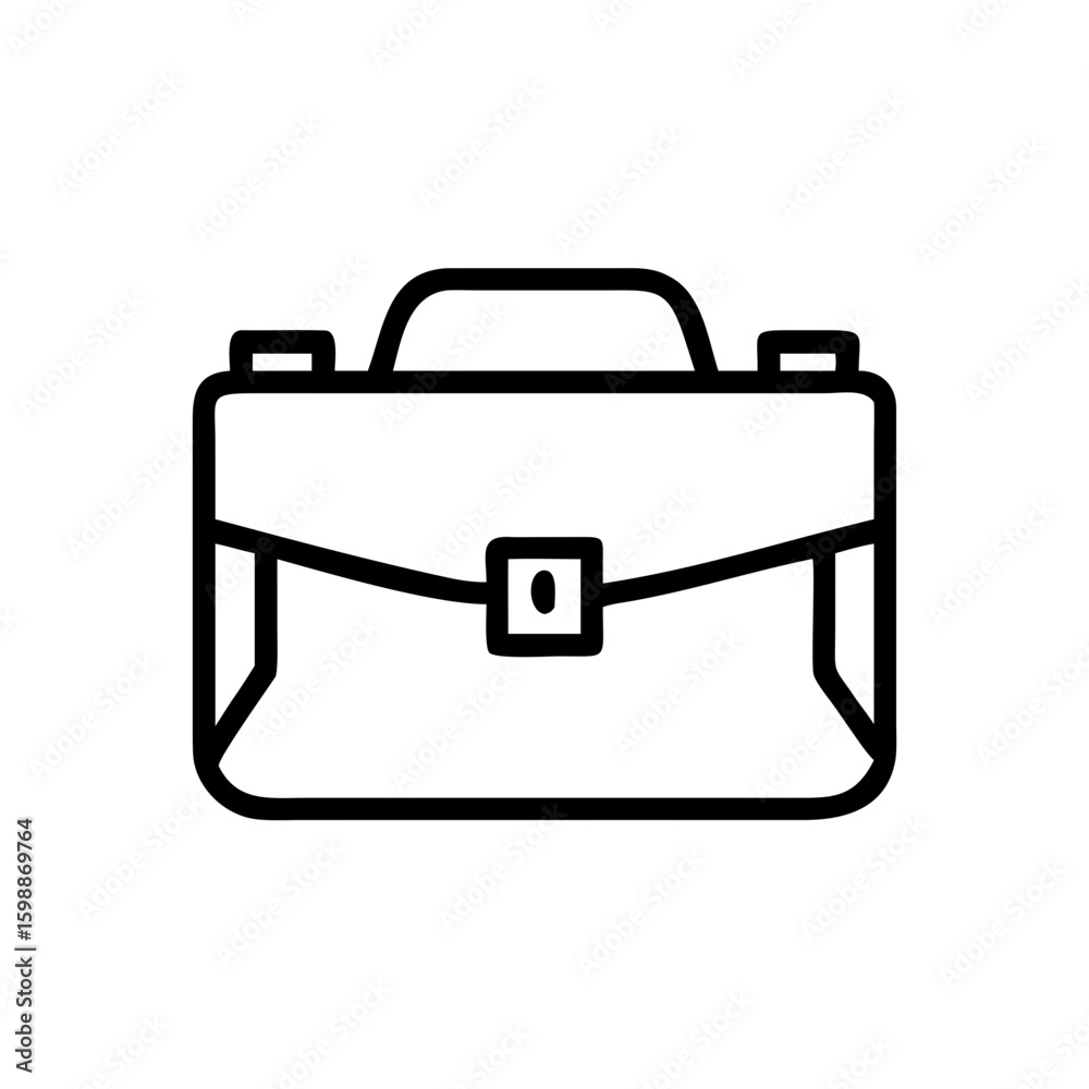 Poster a simple graphic of a briefcase with a handle and two clasps in a line drawing style format