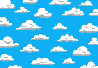 A Peaceful Sky Filled With Fluffy White Clouds Floating Across the Bright Blue Expanse