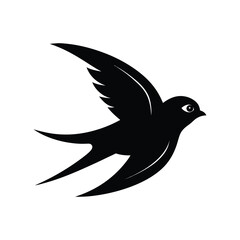 Obraz premium a swift full black silhouette vector illustration on white background