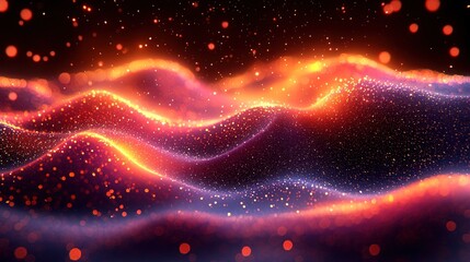 Fototapeta premium Glowing Particle Wave Abstract Art