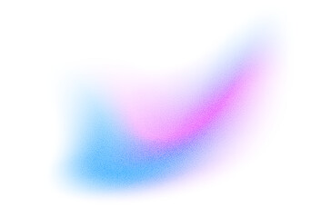 Abstract gradient shape with noise, blue and pink blurred grainy color gradation, vibrant design element. Figure with soft flow effect, isolated on white. Vector illustration.