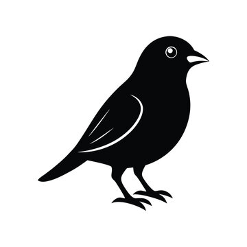 a canary bird full black silhouette vector illustration on white background