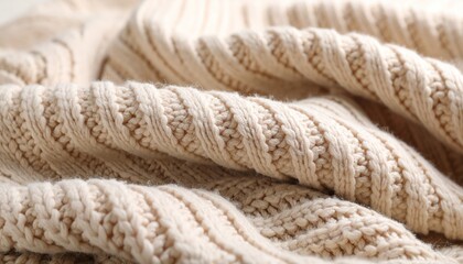 Close-up of cozy knitwear, capturing the warmth and texture of a sweater.
