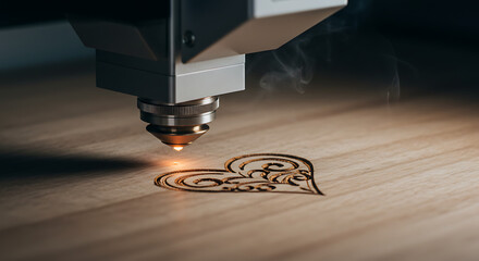 Laser Engraved Wood Art - Heart Design on Timber