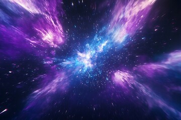 Cosmic Space Galaxy Bursting with Purple and Blue Light and Stars