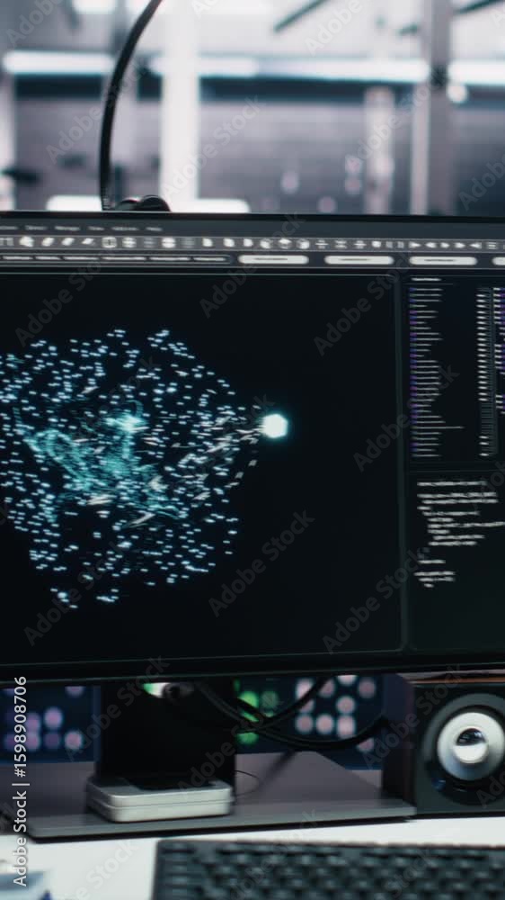 Poster vertical video server room pc screens tracking mainframes processing large scale machine learning da