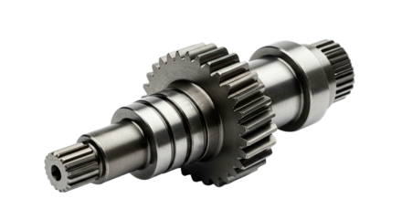 Automotive gear shaft close up precision engineering component for mechanical power transmission system part