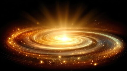 Golden Spiral Galaxy In Space