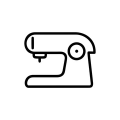 Simple graphic depiction of a classic sewing machine in a minimalist outline design style and format