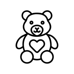 Naklejka premium A simple drawing of a stuffed animal teddy with a heart on its belly, outline style, cute design