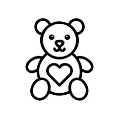 Fototapeta premium Outlined teddy bear with a heart on its chest in a simple and cute design style perfect for children