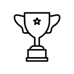 Simple outline drawing of a trophy with a star on it, standing on a rectangular base design element