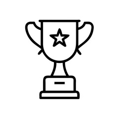 A simple outline drawing of a trophy with a star on it resting on a rectangular base design award