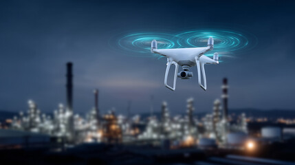 Obraz premium predictive maintenance is performed by drones scanning machinery via IoT networks