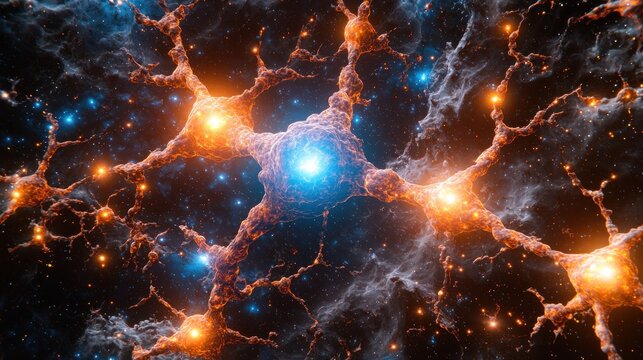 Cosmic Neural Network: A Symphony of Orange and Blue