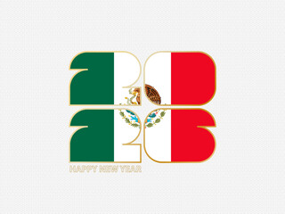 Abstract numbers 2026 with flag of Mexico.