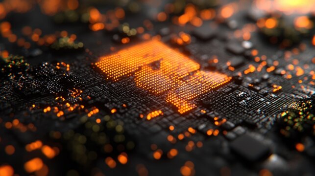 Illuminated Circuit Board: Abstract Digital Landscape