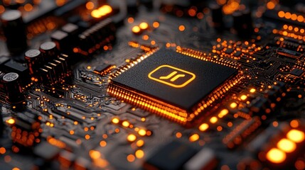Obraz premium Illuminated Microchip: A Close-Up of Advanced Technology