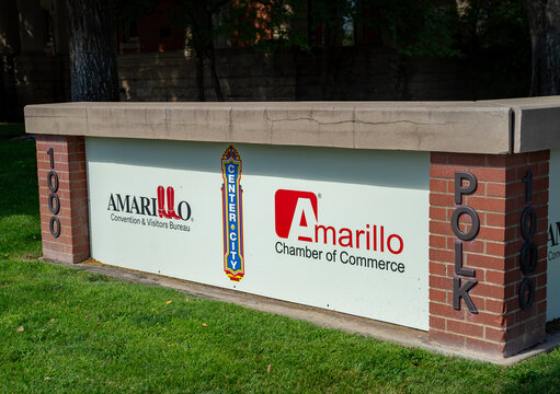 Amarillo Chamber of Commerce, Center City, Amarillo Convention and Business Bureau Red Brick Business Signs in Amarillo, Texas