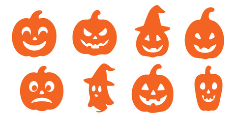 Funny Halloween pumpkin silhouette collection.