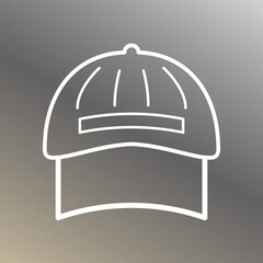 Cap clothing icon in minimal white outline on gradient background