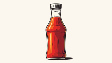 Professional Engraving Illustration of BBQ Sauce Bottle for Culinary Design Projects