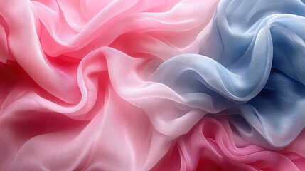 Fototapeta premium Abstract Pastel Fabric Drapery: A Symphony of Pink and Blue