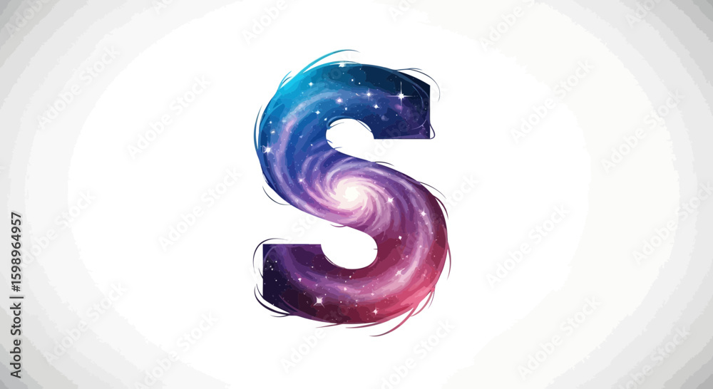 Fototapete vector galaxy letter s cosmic initial space alphabet typography design for branding and creative pro
