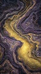 Abstract Marbled Design With Gold And Purple Glitter