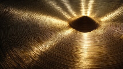 Golden drum cymbal close-up