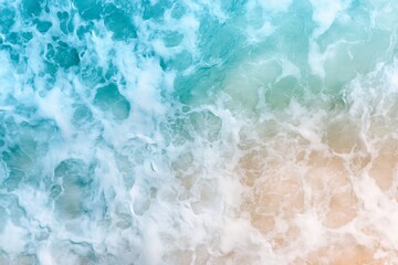 Ocean Waves Crashing on Sandy Beach, Aerial View