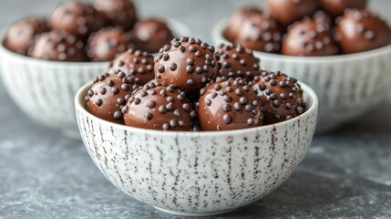 Delicious Chocolate Truffles in Elegant Bowls: A Sweet Treat