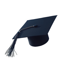 A black graduation cap with tassel flying, isolated on transparent png