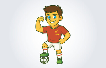 China Soccer or Football Player Mascot Cartoon Character Template