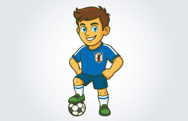 Japan Soccer or Football Player Mascot Cartoon Character Template