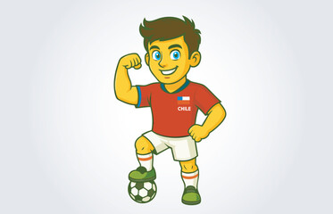 Chile Soccer or Football Player Mascot Cartoon Character Template