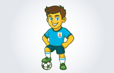 Uruguay  Soccer or Football Player Mascot Cartoon Character Template