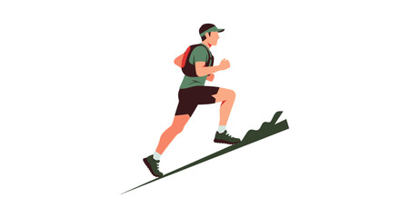Fototapeta premium Illustration of man trail running uphill 