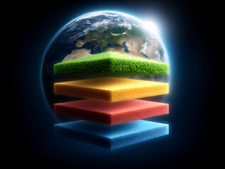 clean infographic showing the layers of the atmosphere (troposphere, stratosphere, etc.)