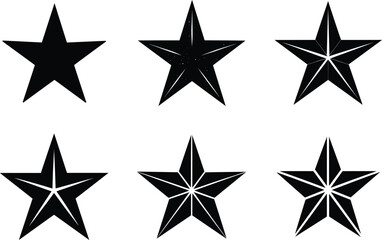 Star silhouette set - 6 celestial vector outlines, EPS JPEG PNG