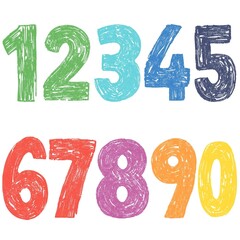 Cute textured numbers 1-9 in bright colors - adorable children's nursery decor and kids learning design
