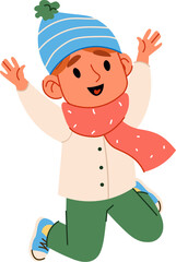 Cartoon Boy in Autumn Outfit