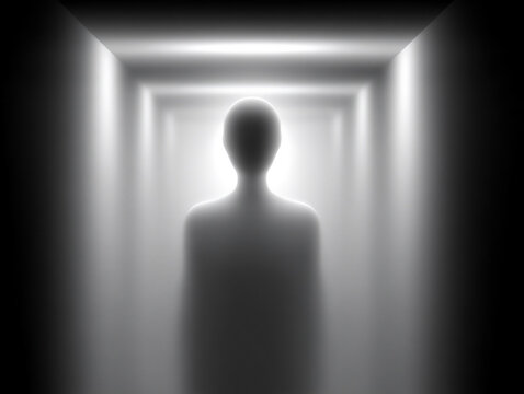 blurry photograph of multiple shadowy figures surrounding a single