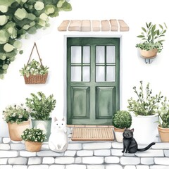Fototapeta premium This whimsical watercolor scene showcases a delightful arrangement of notepads featuring cute and charming The artfully layered composition creates a visually appealing and display