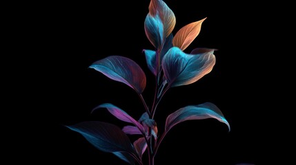 Fototapeta premium Colorful plant leaves against black background