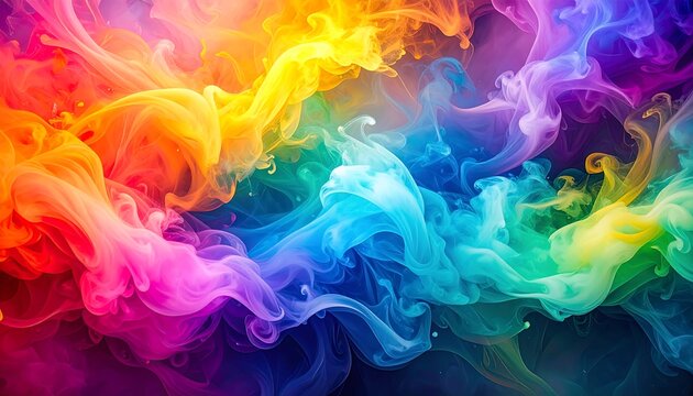 Vibrant ink swirling in a colorful abstract display