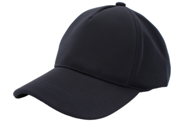 Black baseball cap with curved visor and classic design, on neutral background. Ideal for representing urban fashion, contemporary style, versatile accessories or product catalog.