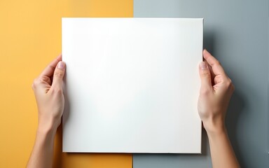 Blank canvas held by hands. High quality