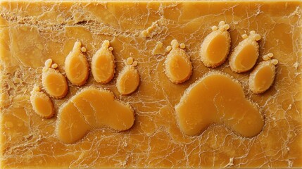 Double Bear Paw Prints in Honeycomb Wax